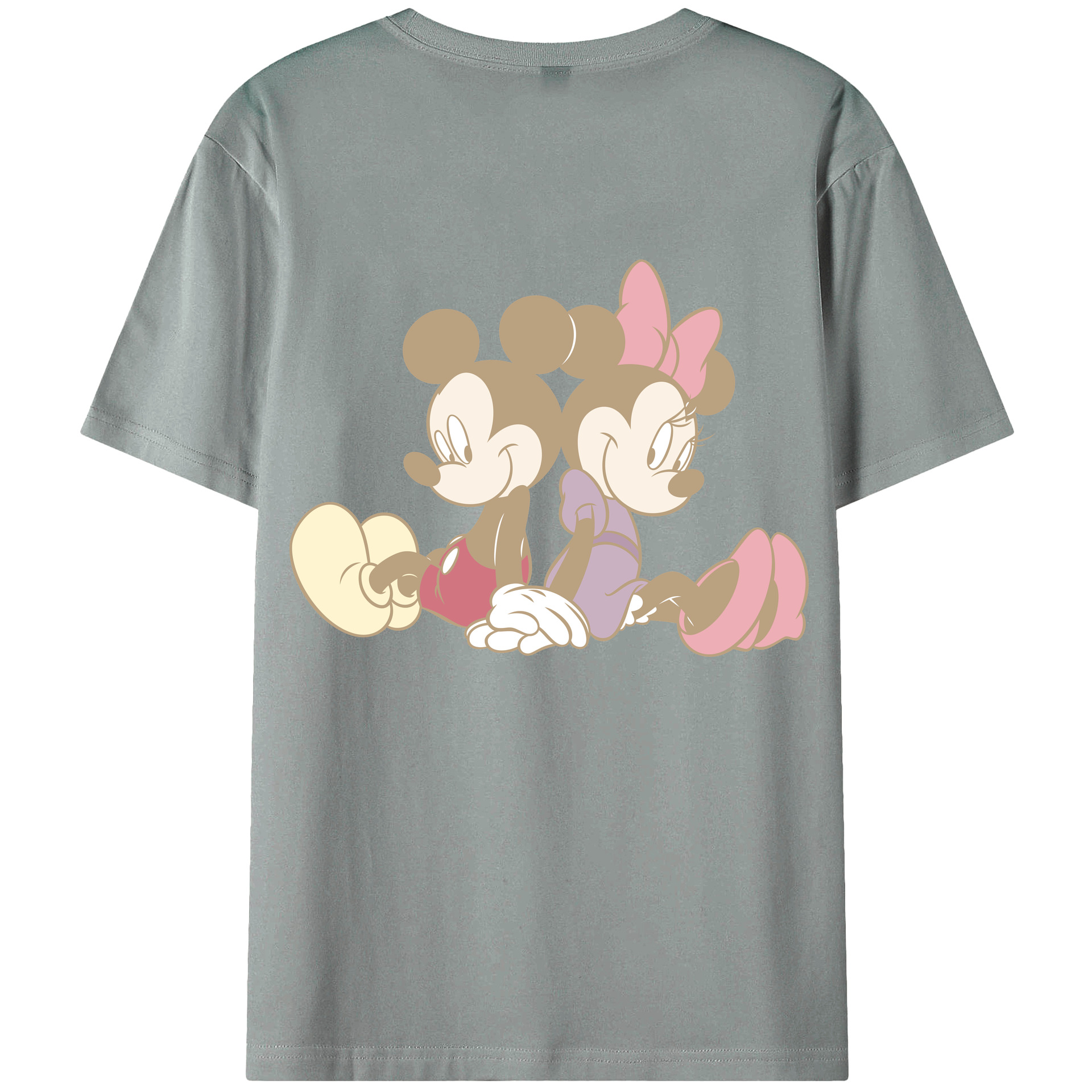 ミッキーマウス Mickey Mouse 綿100％ メンズ半袖Tシャツ（バックプリント） 通気性